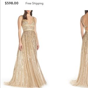 Gold Mac Duggal prom dress/formal/evening gown